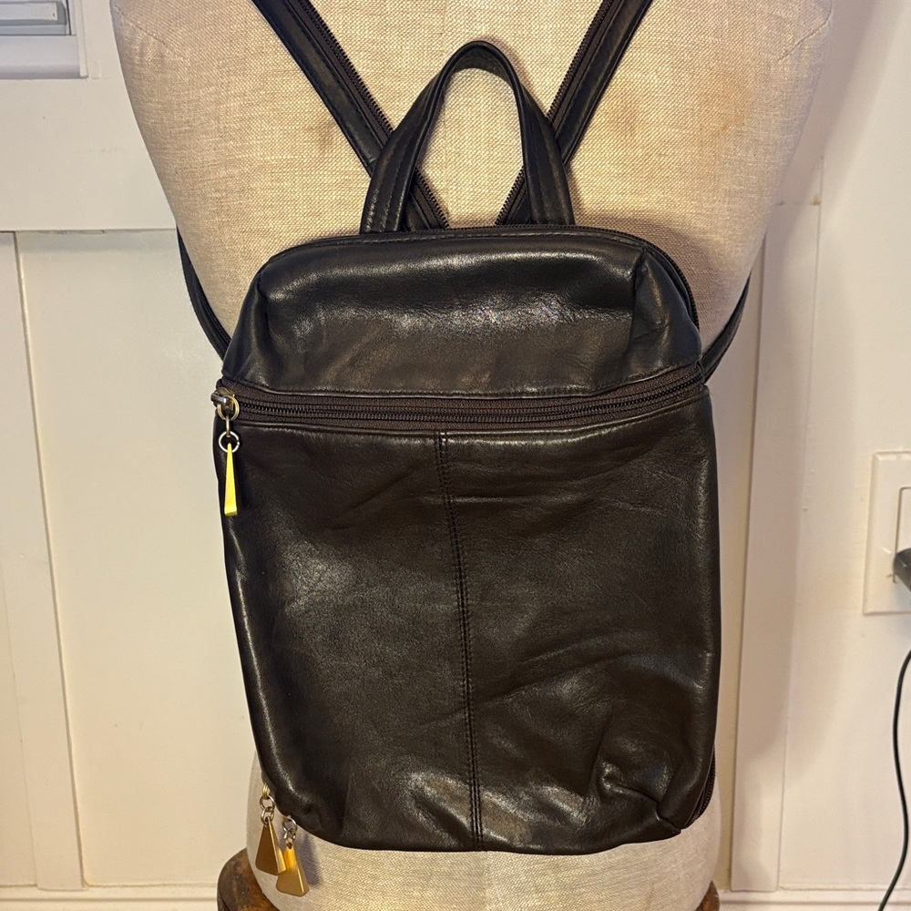 Easy Spirit Dark Brown Leather Backpack